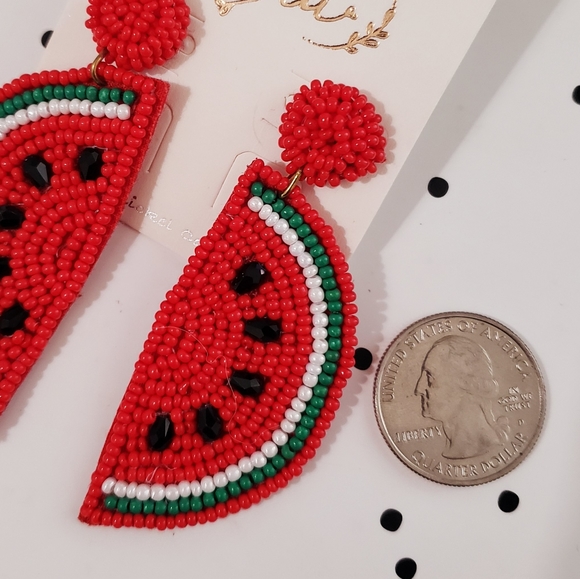 Watermelon Sugar 🎶 Beaded Earrings - Picture 2 of 2